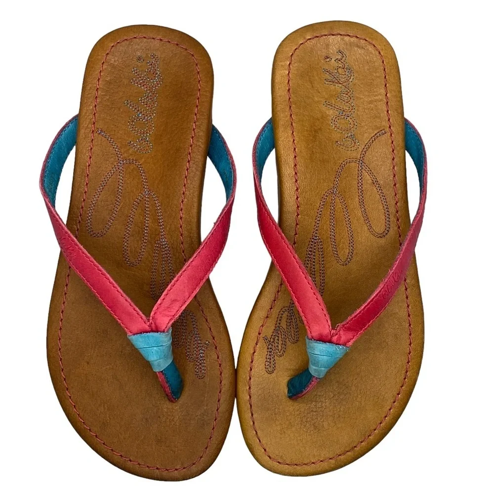 OluKai Youth Girls Size US 13/1 EU 32.5‎ Leather Flip Flop Sandals Flat Shoes